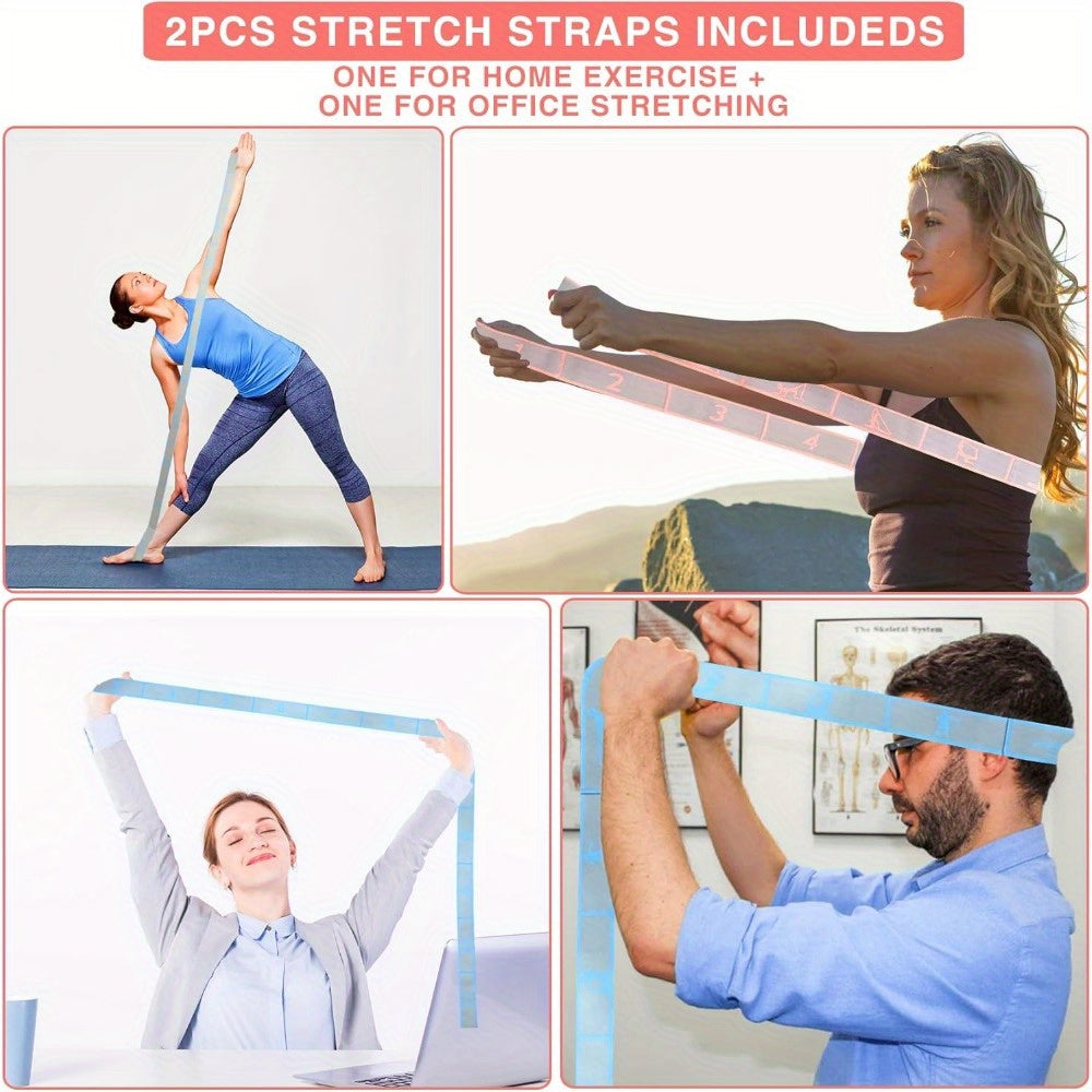 2 Pack of Stretch Resistance Bands for Exercise, Elastic Yoga Stretching Strap with Loops, Stretch Straps for Physical Therapy, Pilates Stretch Band, Elastic Exercise Bands, Leg Stretching Strap, Cheap Stuff